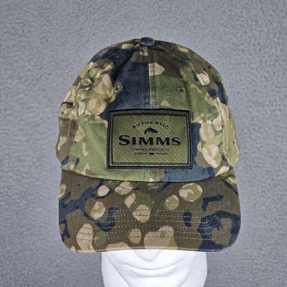 Simms Single Haul Camo Hat Cap Snap Back One Size Fishing Cotton Logo